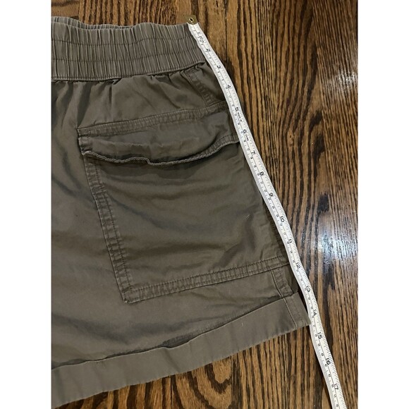 Abercrombie Women's Brown Green Khaki Cargo Shorts Elastic Waist Cotton Size L - Picture 3 of 8